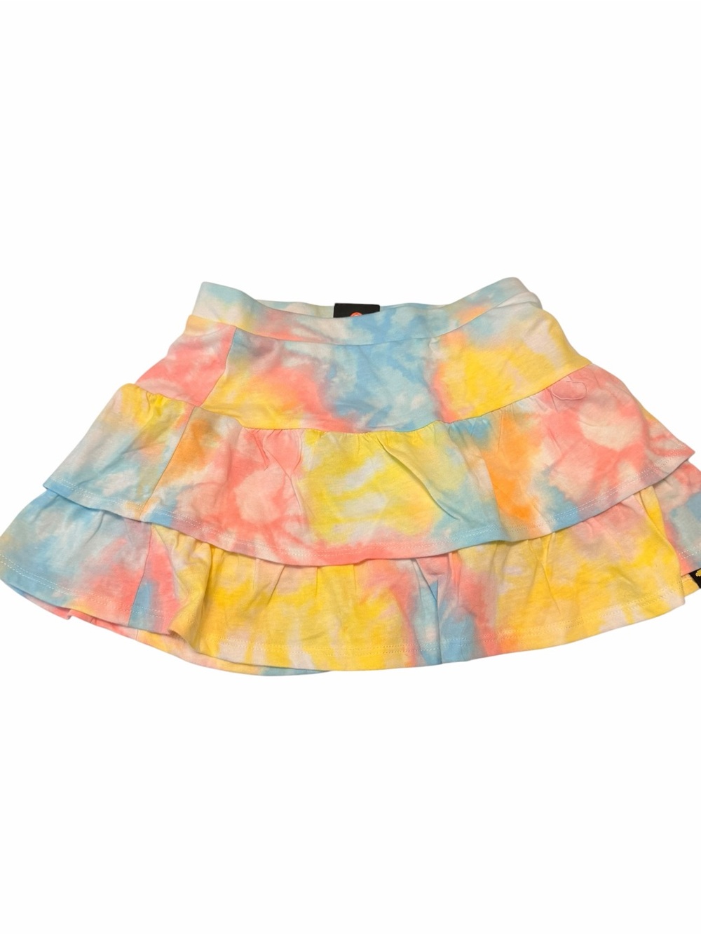 Girls Justice Pastel Tie-Dye Ruffle Mini Skirt — Pink, Yellow, Blue